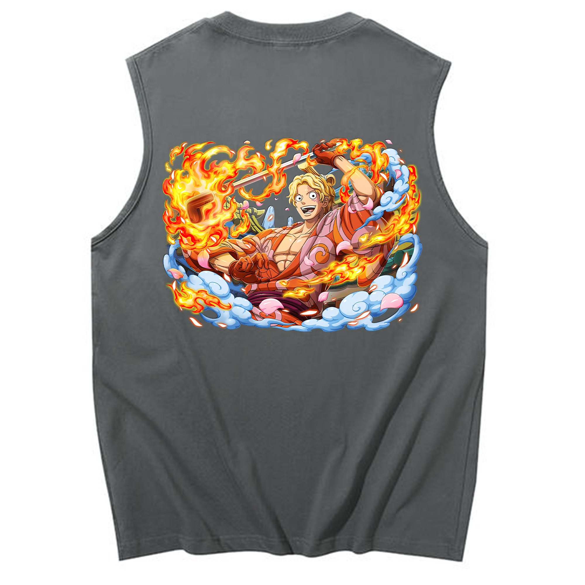 （画像用） ワンピース サンジ ONE PIECE Sanji コットン100％タンクトップ（背面プリント）